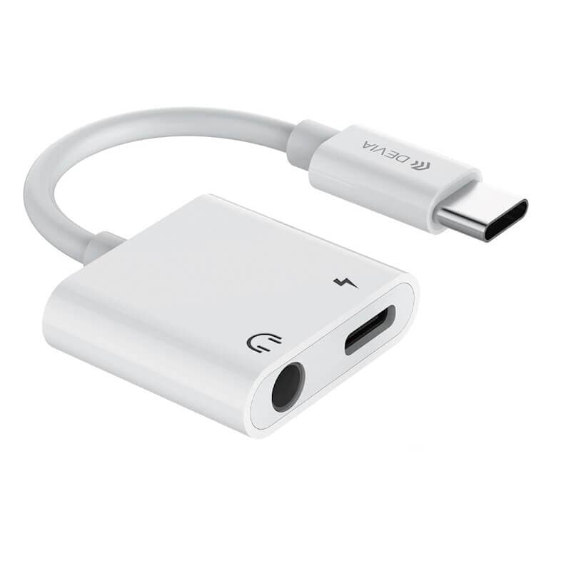 Devia adapter Smart USB-C - USB-C (port) + USB-C (port) white