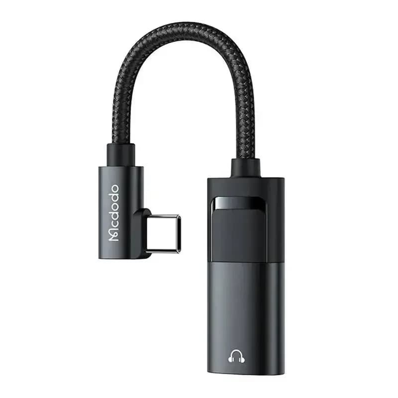 mcdodo USB-C to AUX Mini Jack 3.5mm + USB-C Adapter, CA-1880 (Black) 1