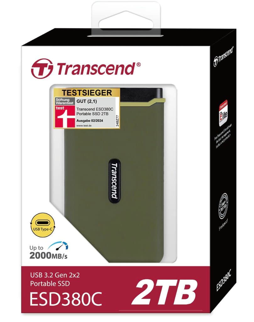Transcend 2TB SSD: USB 3.2 Gen 2x2, Type-C, Portable