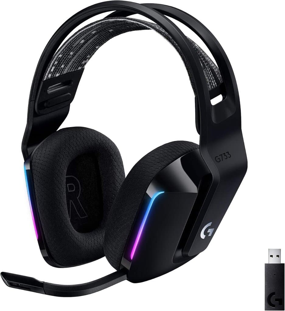 Logitech G733 Lightspeed Wireless Gaming Headset: RGB, Black