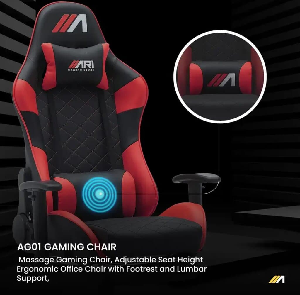 AG01 Gaming chair ( footrest + massage) DarkRed & Black 2