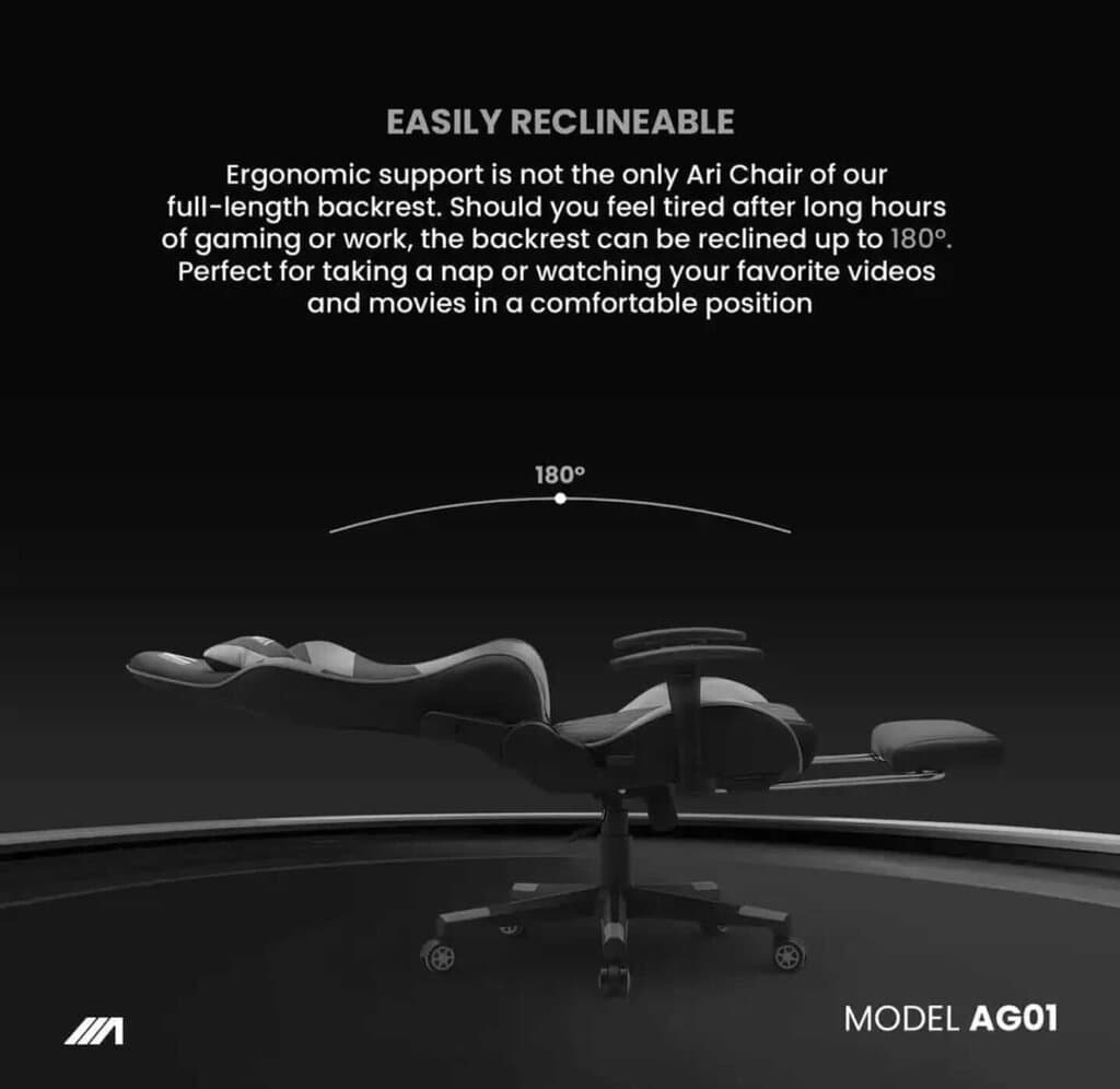 AG01 Gaming chair ( footrest + massage) Gray & Black — photo 3