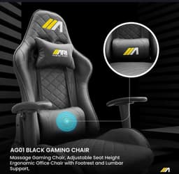 AG01 Gaming Chair ( footrest + massage) Black ( AG01 ) — photo 2