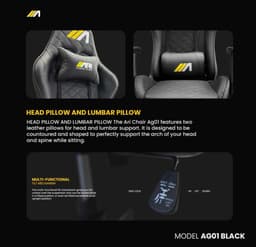 AG01 Gaming Chair ( footrest + massage) Black ( AG01 ) — photo 6