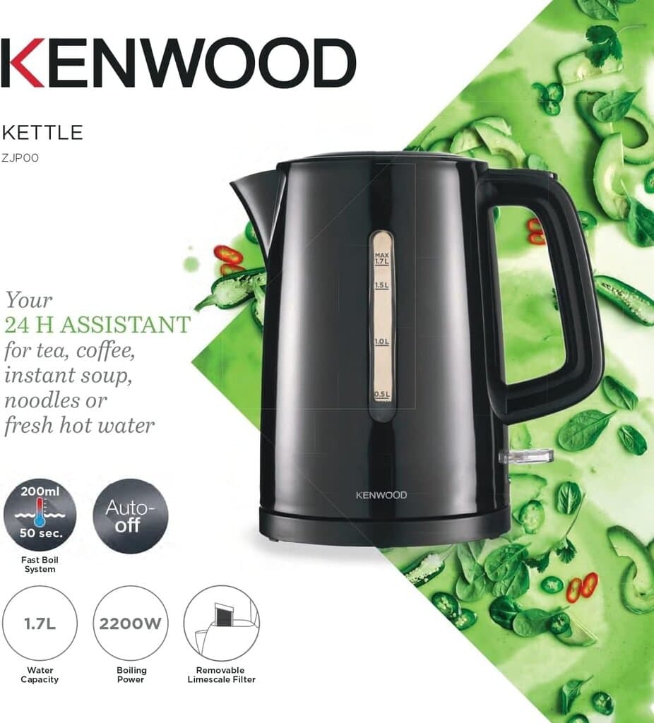 Kenwood Electric Water Kettle 1.7L 2200W - ZJP00.000BK (Black) 2