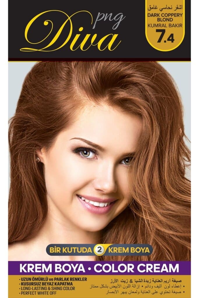 صبغ شعر ديفا بزيت الاركان و زبدة الشيا | اشقر نحاسي غامق 7.4 من Diva