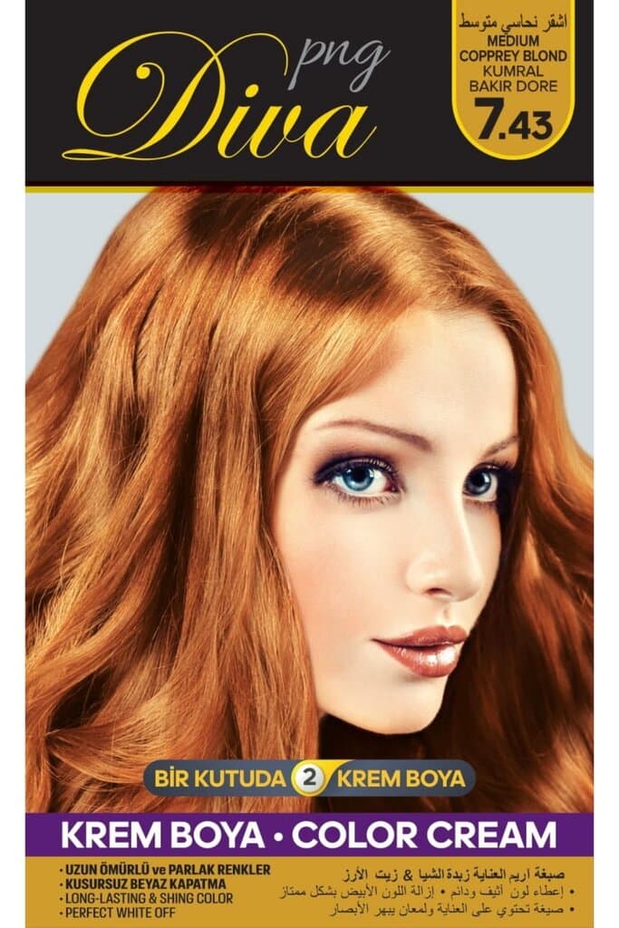 صبغ شعر ديفا بزيت الاركان و زبدة الشيا | اشقر نحاسي متوسط 7.43 من Diva