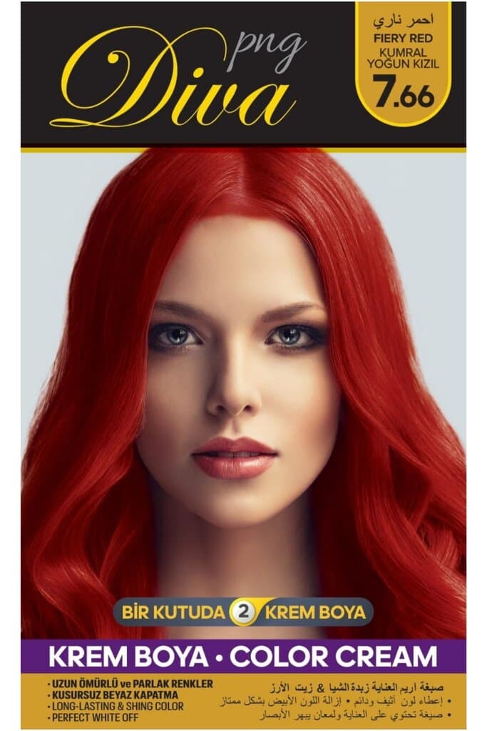 صبغ شعر ديفا بزيت الاركان و زبدة الشيا | احمر ناري 7.66 من Diva