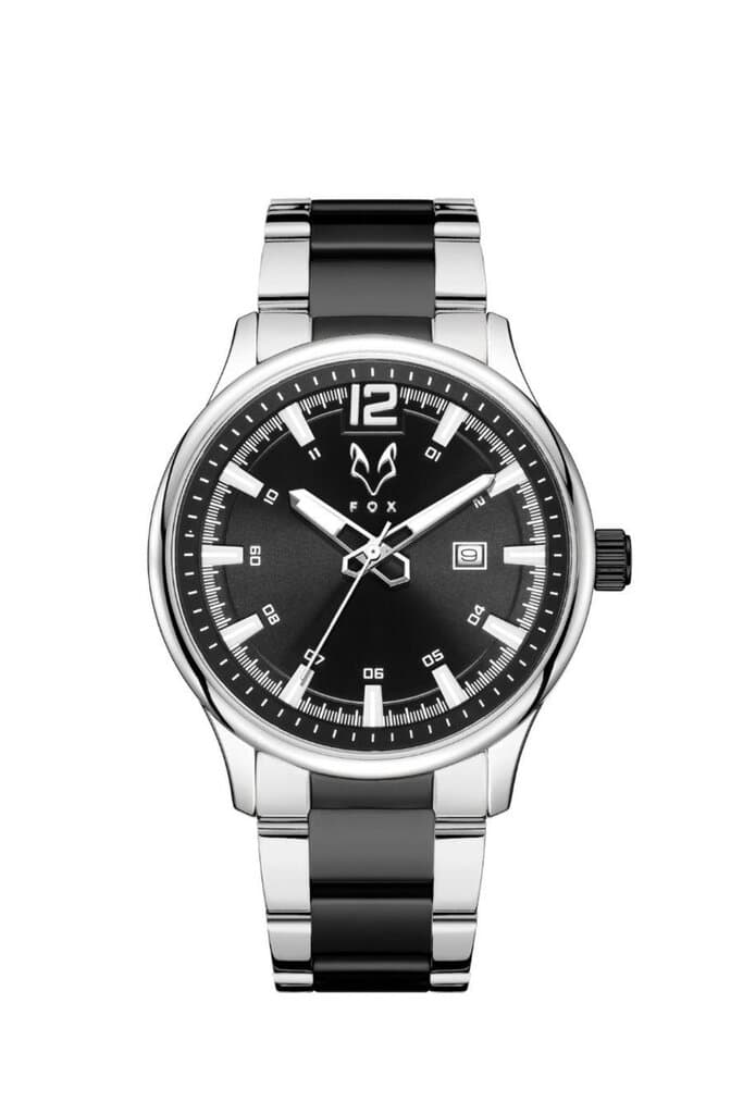 ساعة فوكس رجالي لون فضي وأسود من FOX