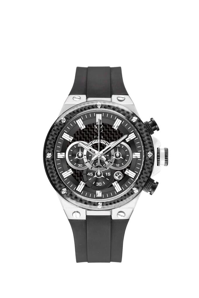 ساعة فوكس رجالي لون أسود وفضي من FOX