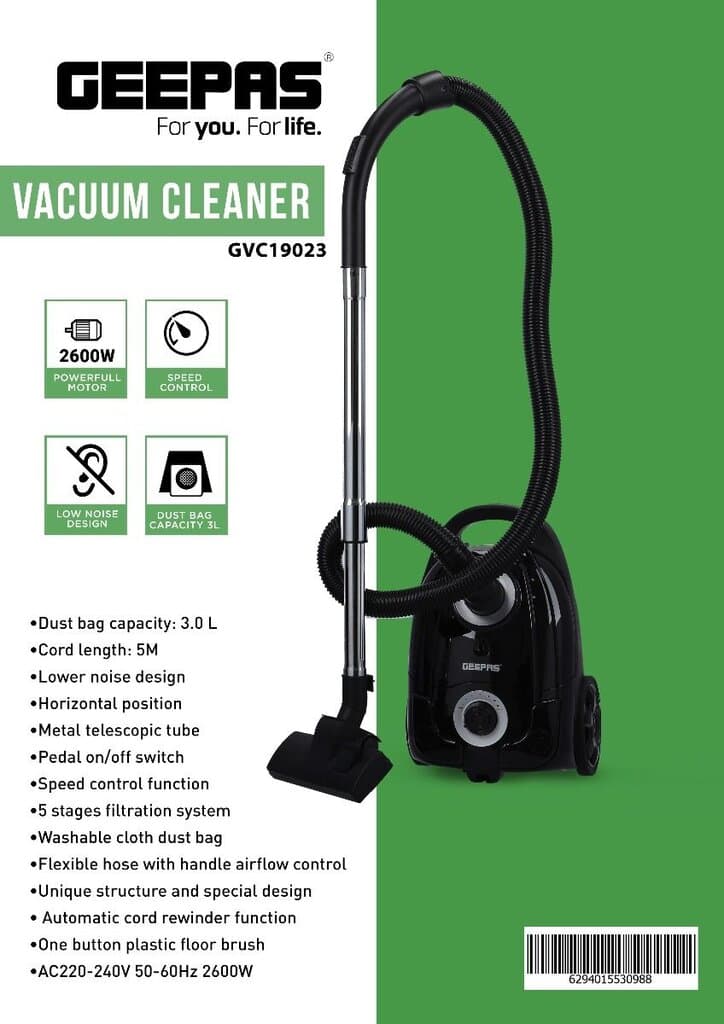 Geepas 2600W Vacuum Cleaner - GVC19023 5