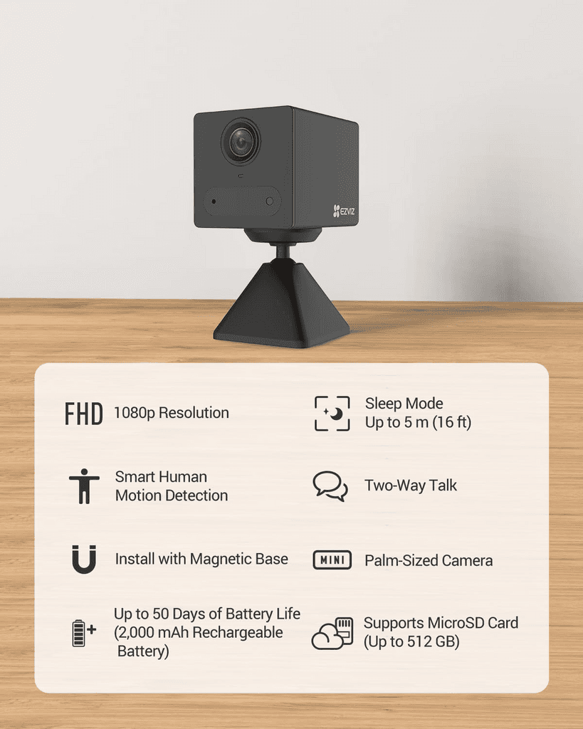 EZVIZ 2024 Mini Battery Camera Indoor Wireless 512GB Black 2