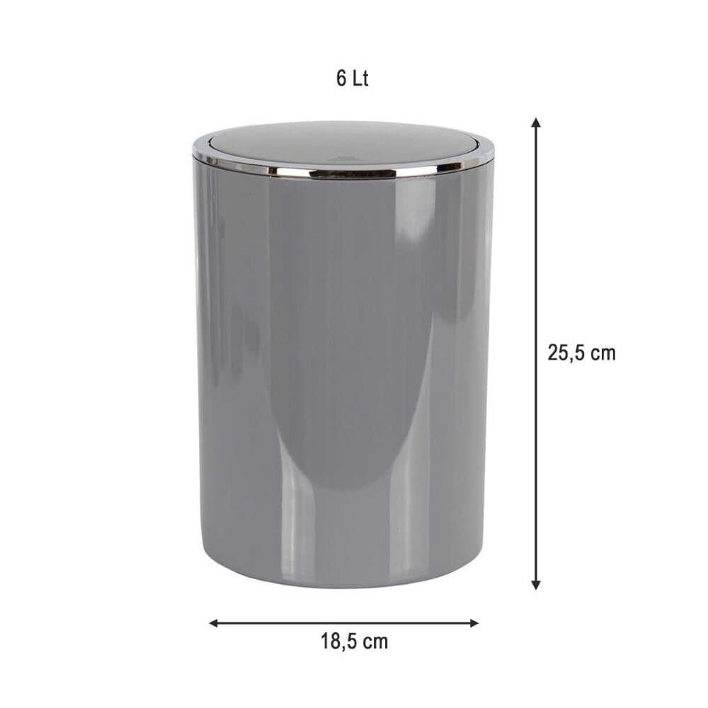 Lenox Dustbin 6 Lt Grey Plastic 3
