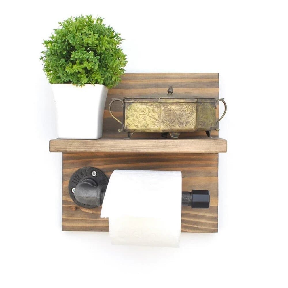 Toilet Paper Holder Walnut Black 2