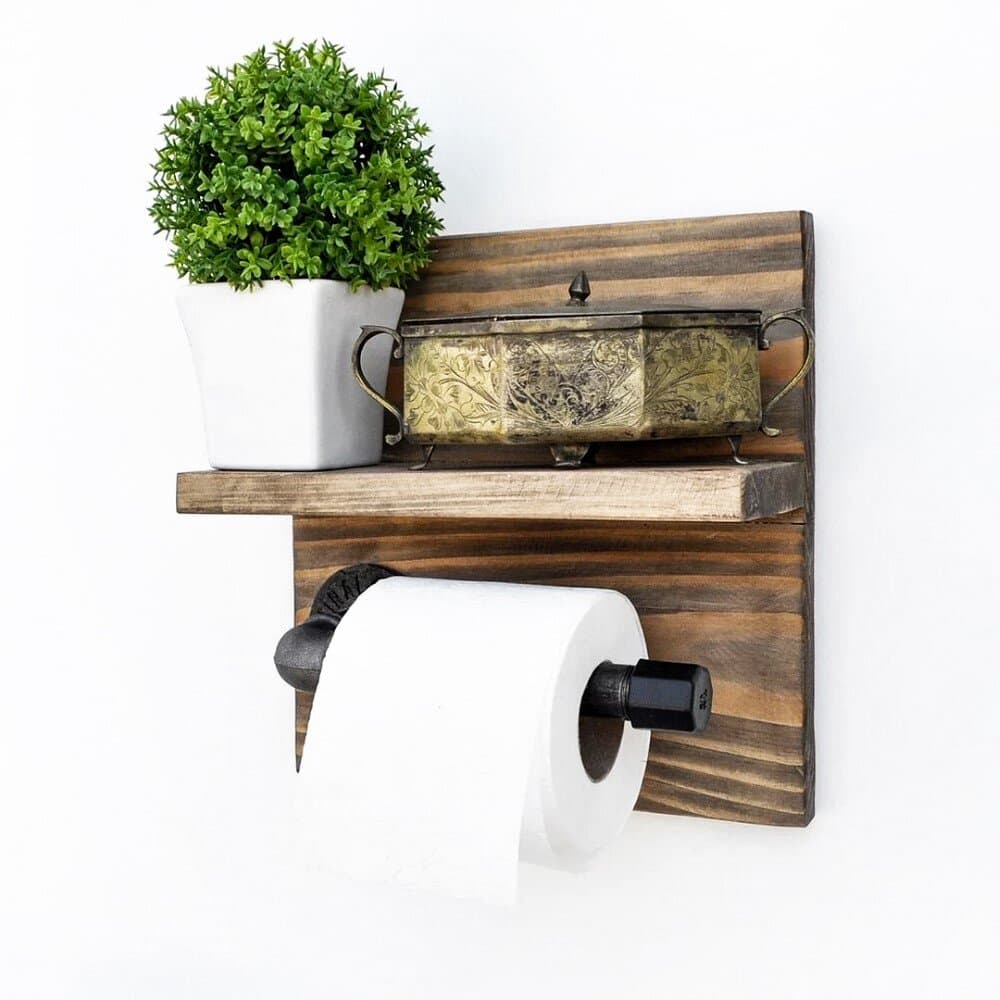 Toilet Paper Holder Walnut Black 3