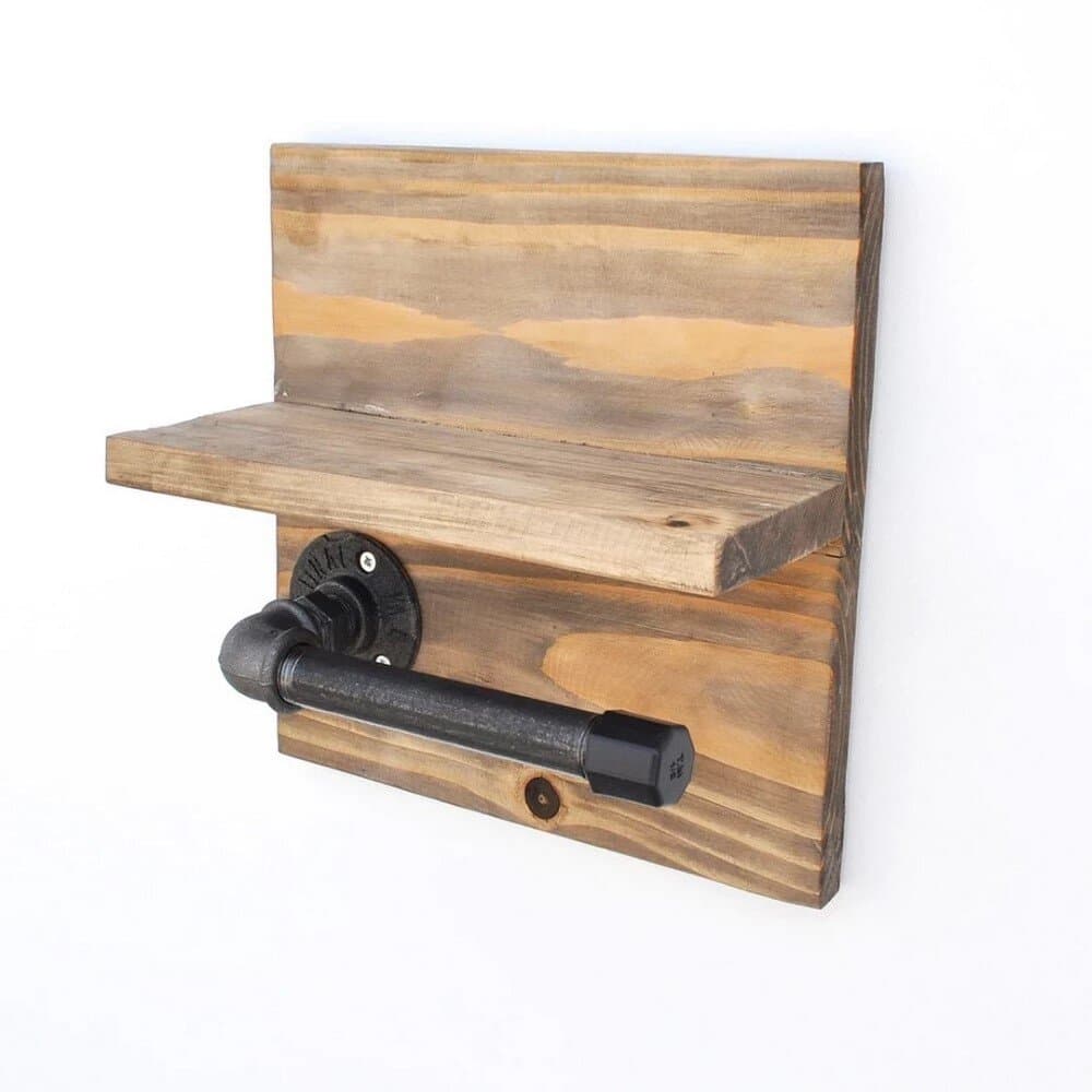 Toilet Paper Holder Walnut Black