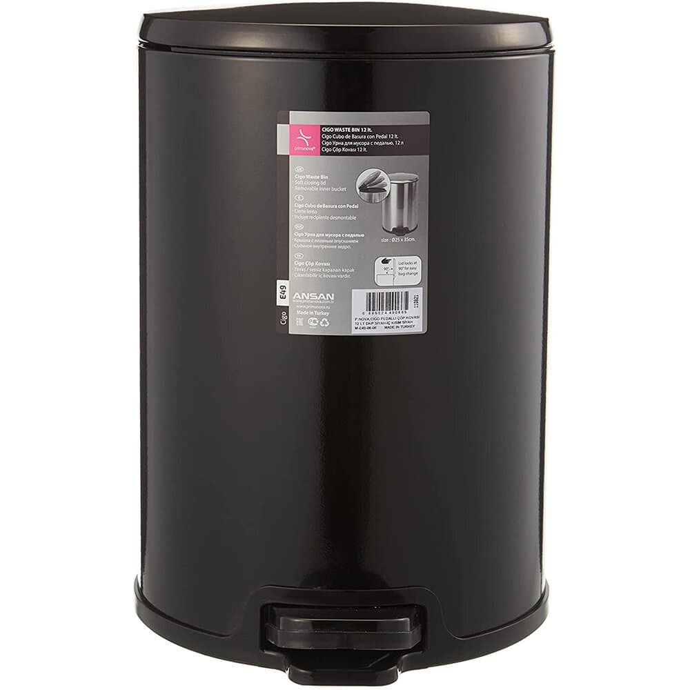 Cigo Pedal Waste Bin 12Lt Black Interior K 4