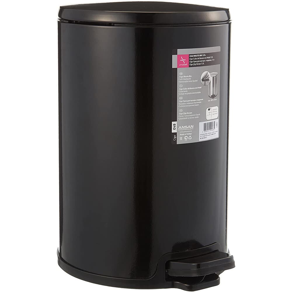 Cigo Pedal Waste Bin 12Lt Black Interior K