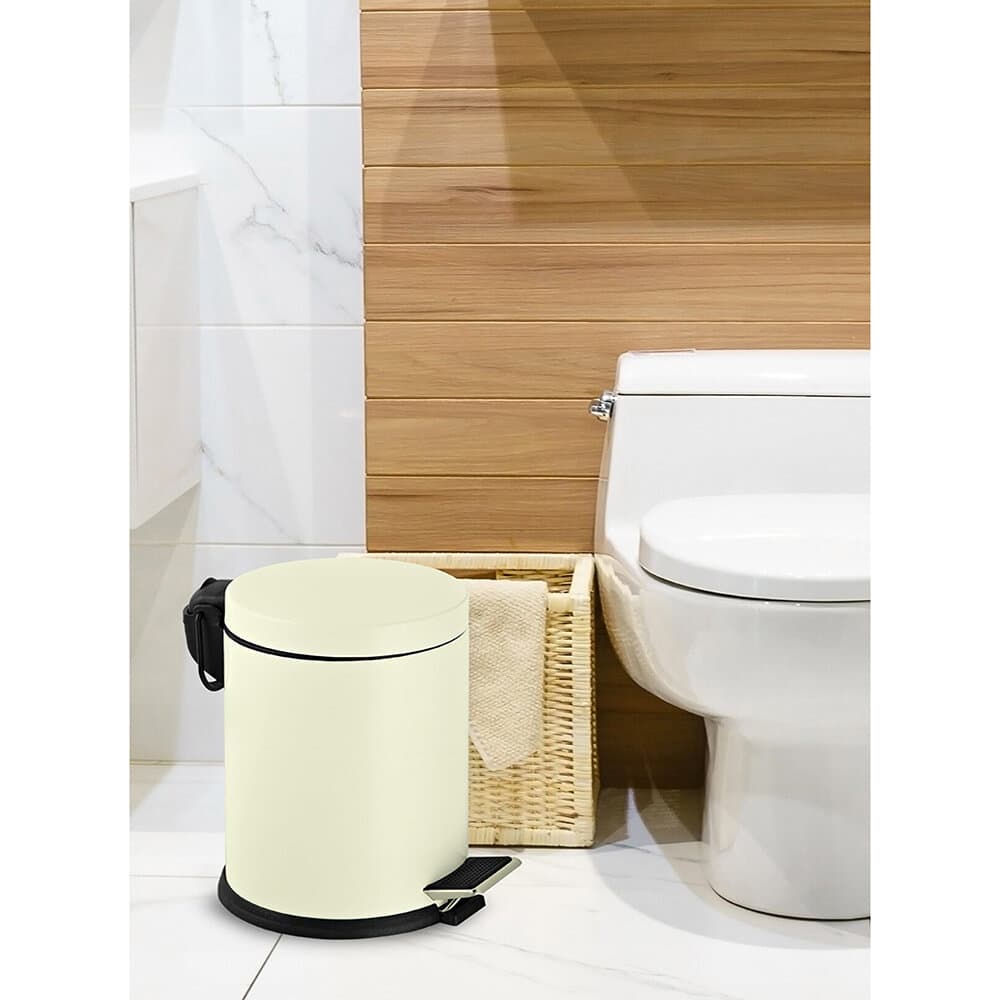 Pedal 12Lt Galvanized Dustbin Cream 2