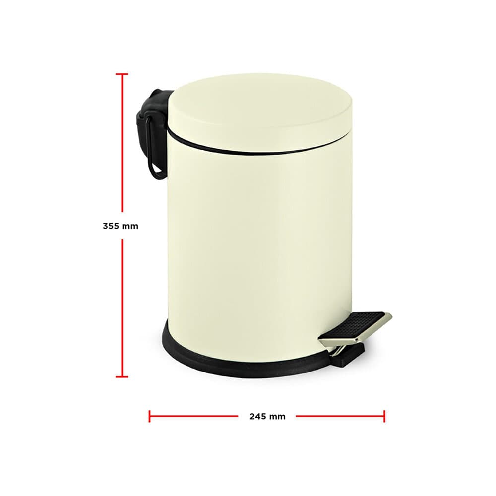 Pedal 12Lt Galvanized Dustbin Cream 3