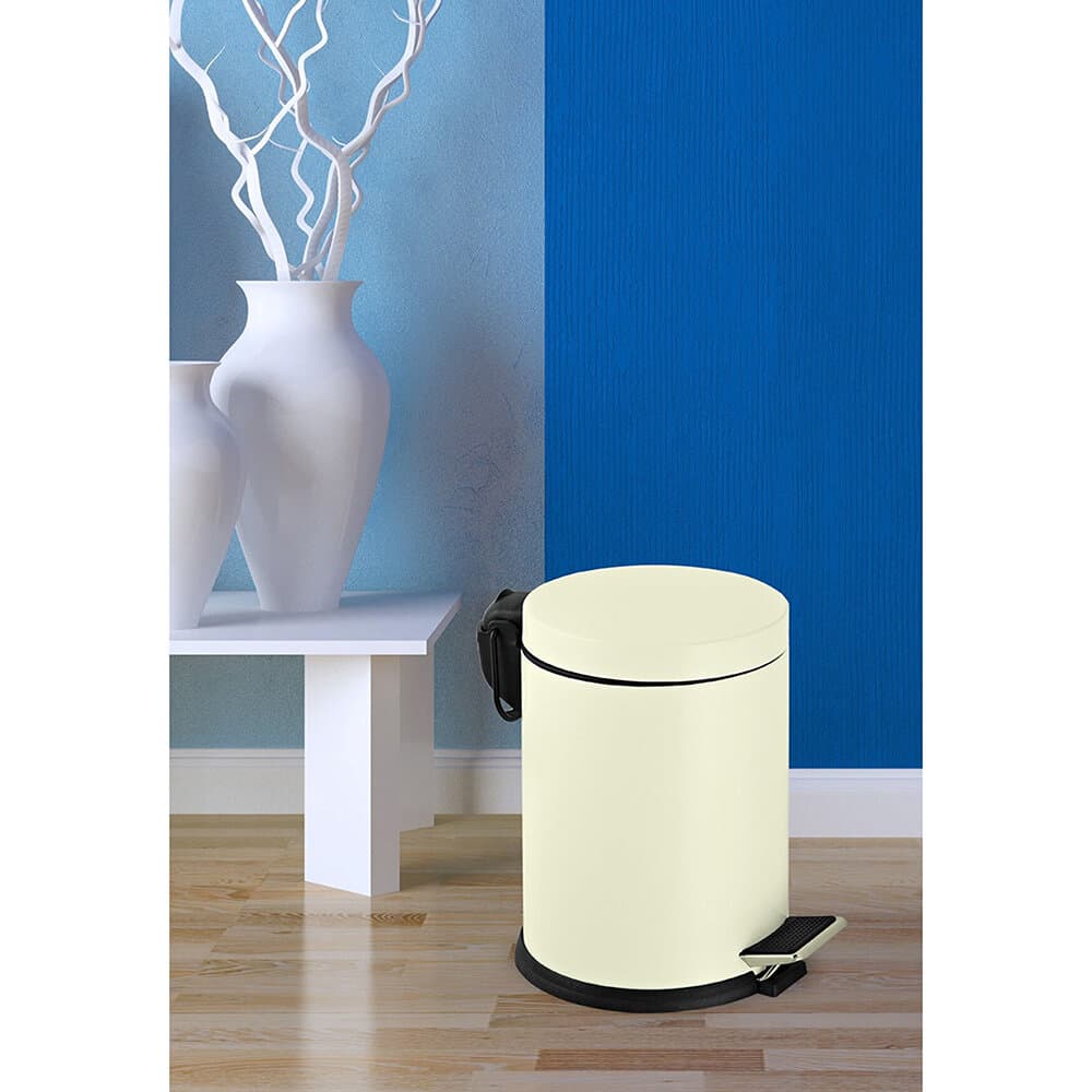 Pedal 12Lt Galvanized Dustbin Cream 4