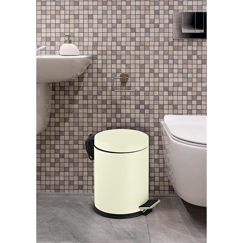 Pedal 12Lt Galvanized Dustbin Cream 5