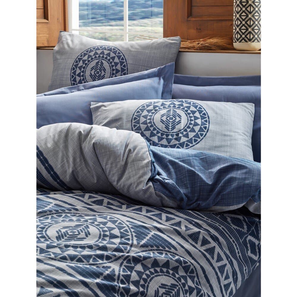 Asir Cotton Box Norvin Claret Indigo Single. Person Linen Fitted