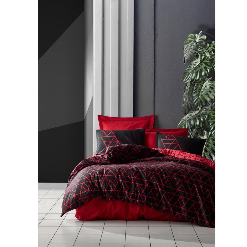 Asir Cotton Box Shadow Claret Maroon Single. Person Linen Fitted 2