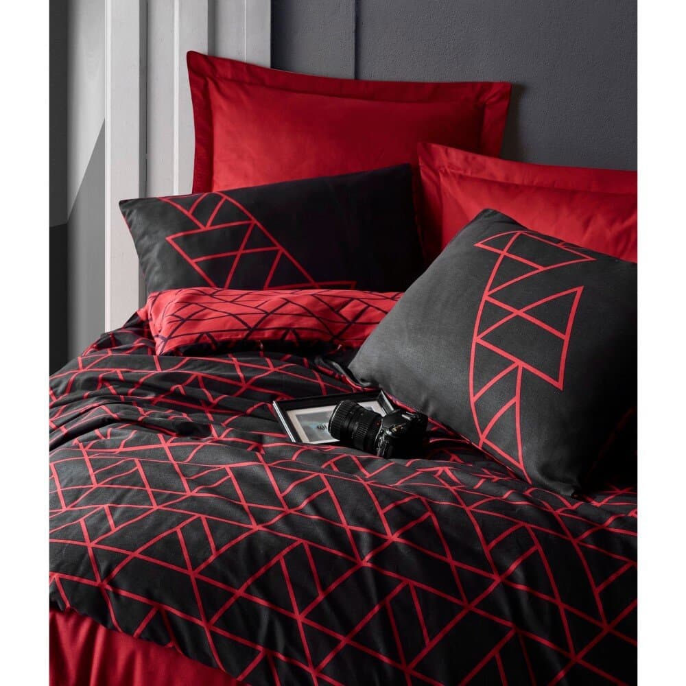 Asir Cotton Box Shadow Claret Maroon Single. Person Linen Fitted