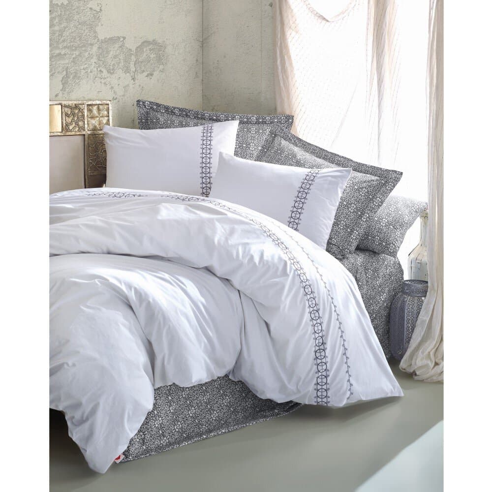 Paola - Grey Ranforce Double Quilt Cover Set 200*220CM