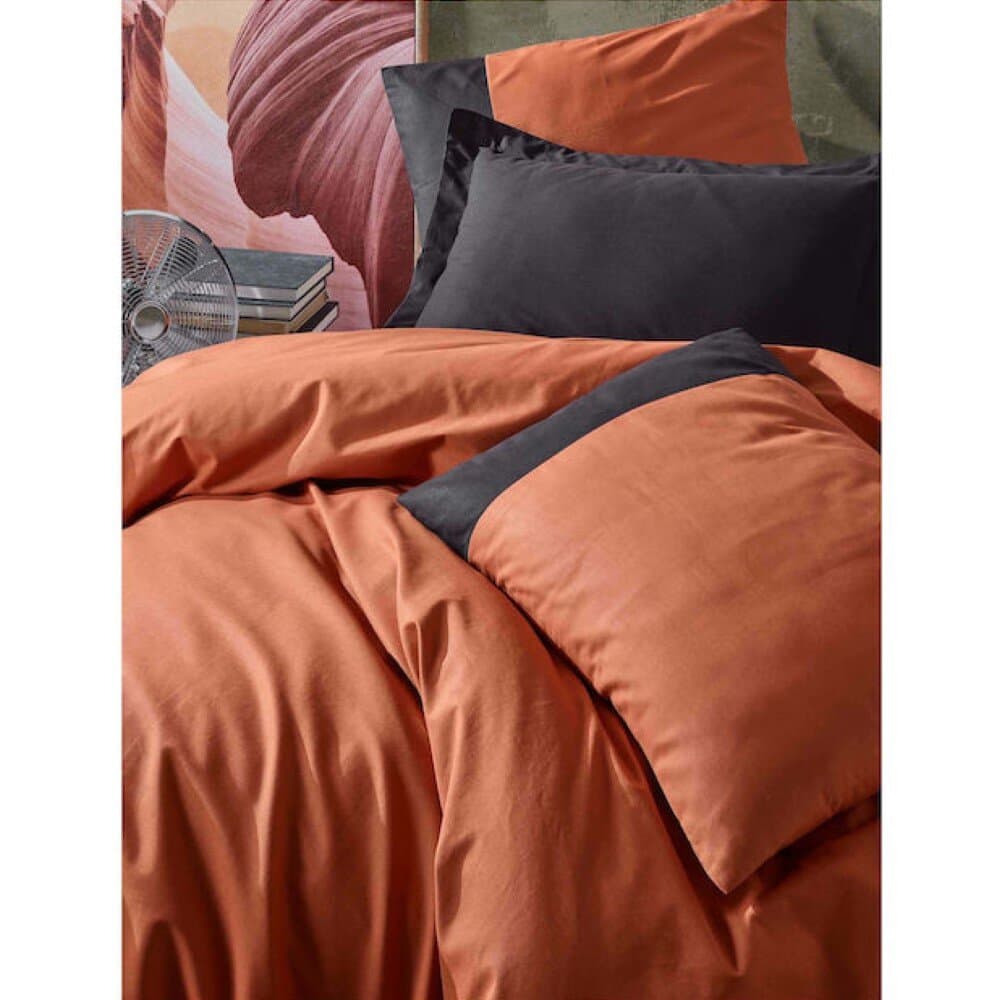 Plain - Tile Red Ranforce Single Quilt Cover Set 160*220CM 2