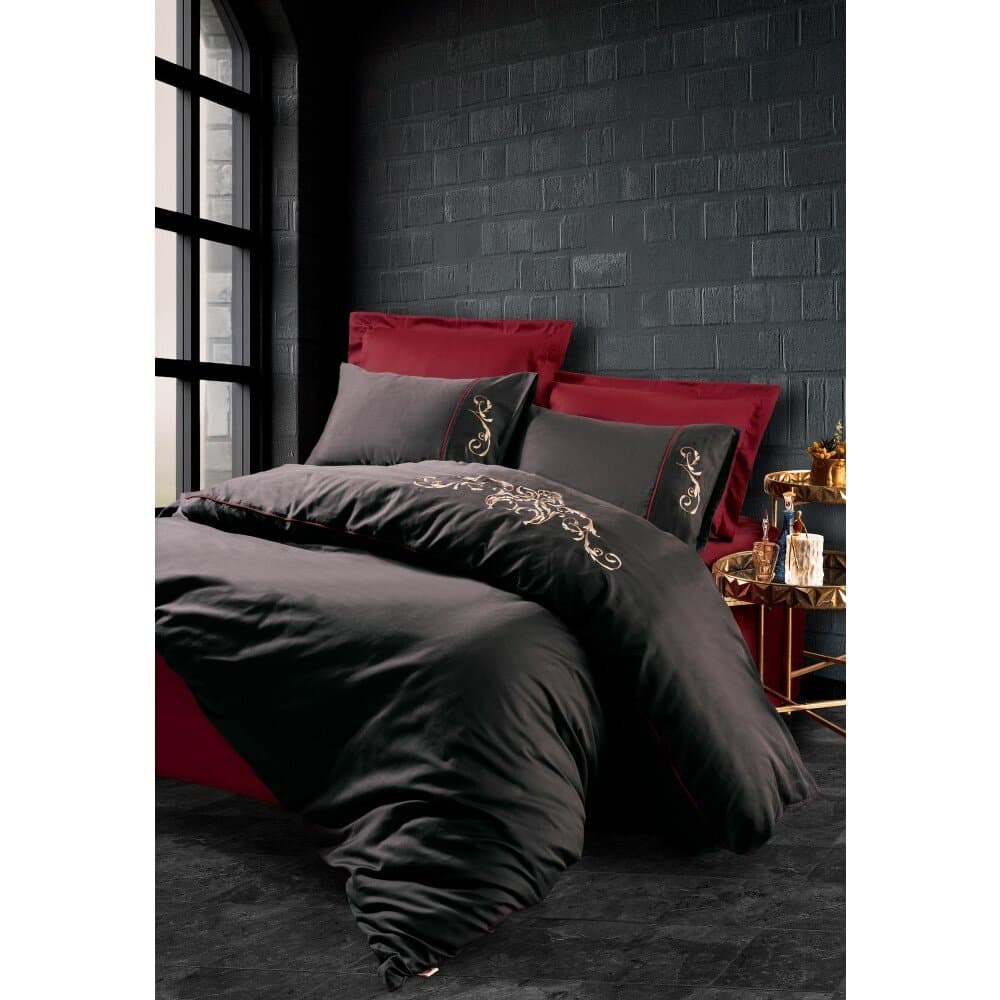 Sarita - Claret Red Satin Double Quilt Cover Set 200*220CM
