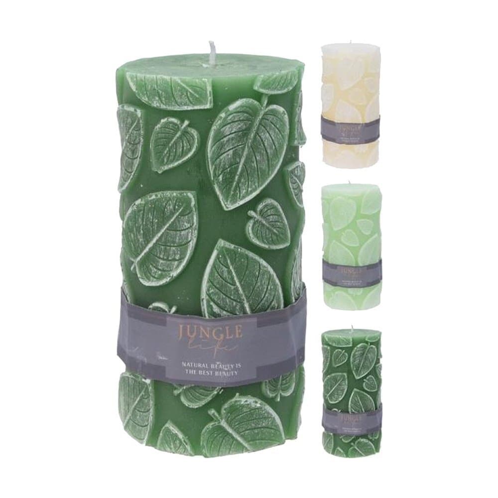 Candle Pıllar Leaf Prınt 3Ass