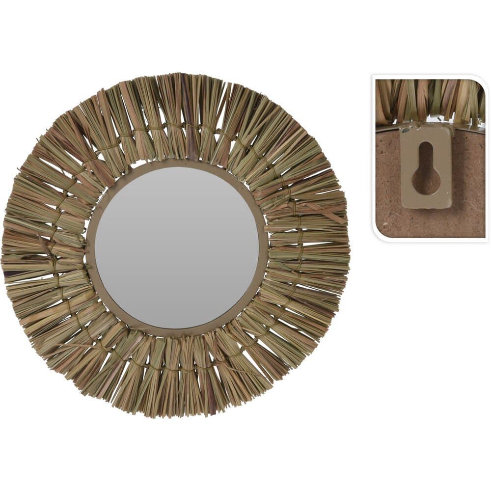 Mirror Raffia Natural D30Cm