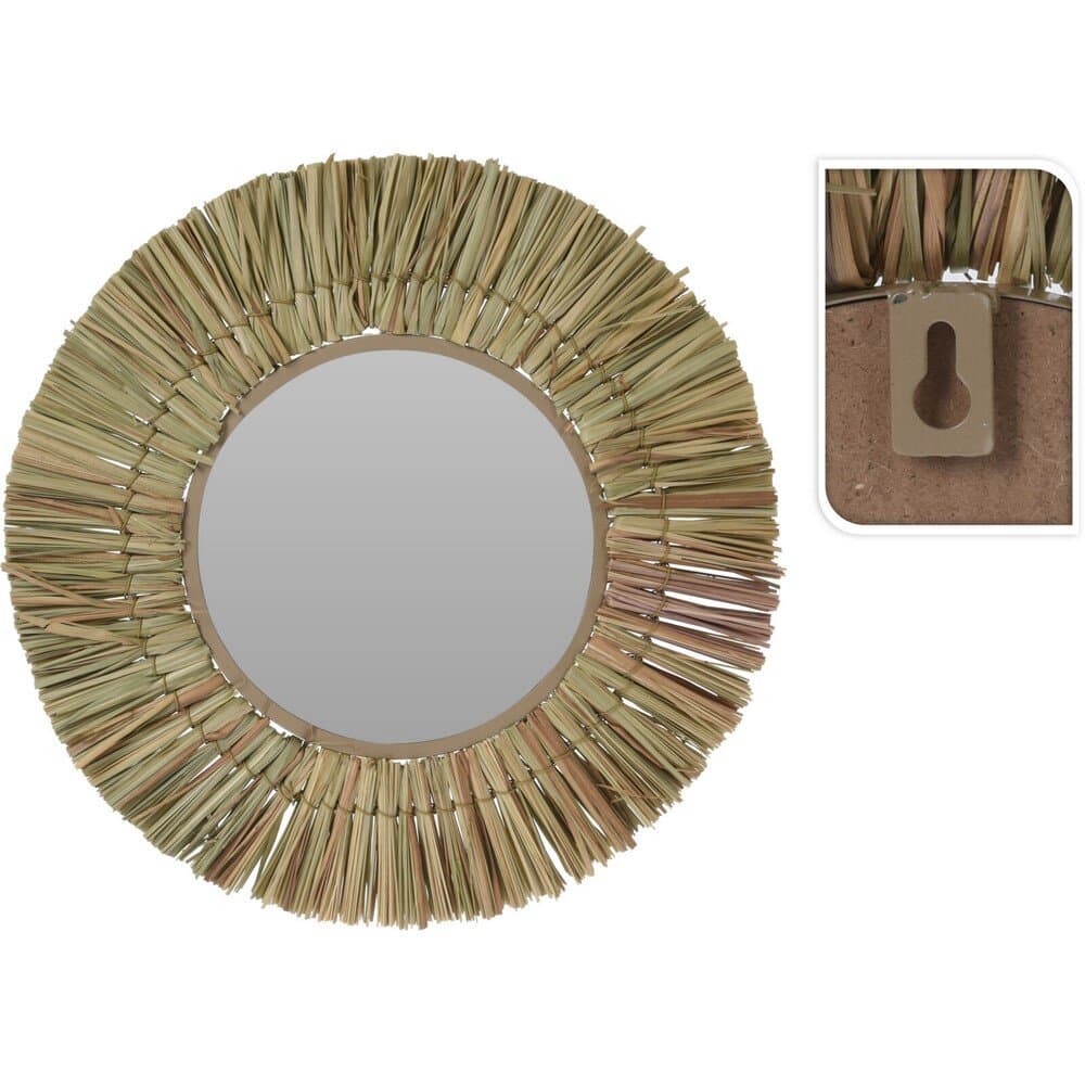 Mirror Raffia Natural D40Cm