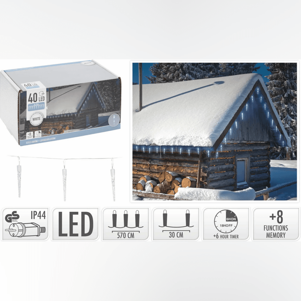 Led Lıghts Icıcle 40 Led Lıghts Whıte 2