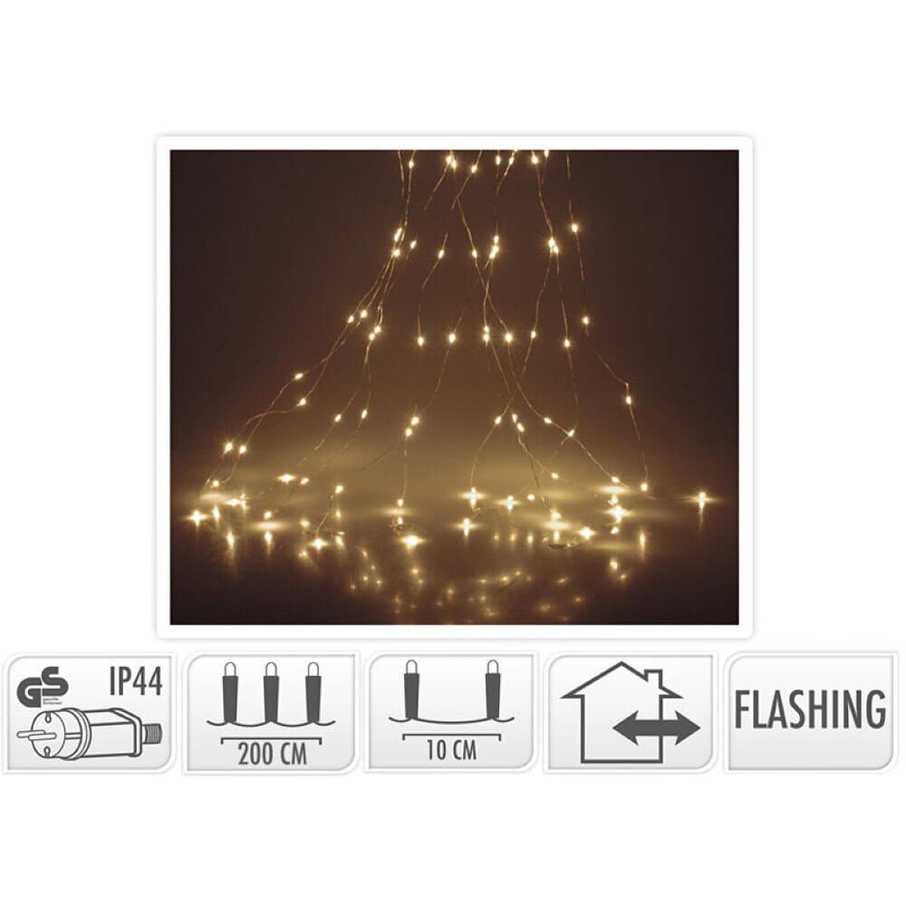 Silver Wire Lights 200 Led Warm White