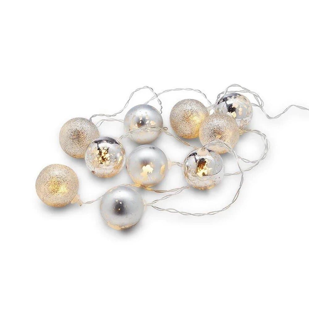 Xmas Balls Led Lıghts 10X 40Mm Sılver 1