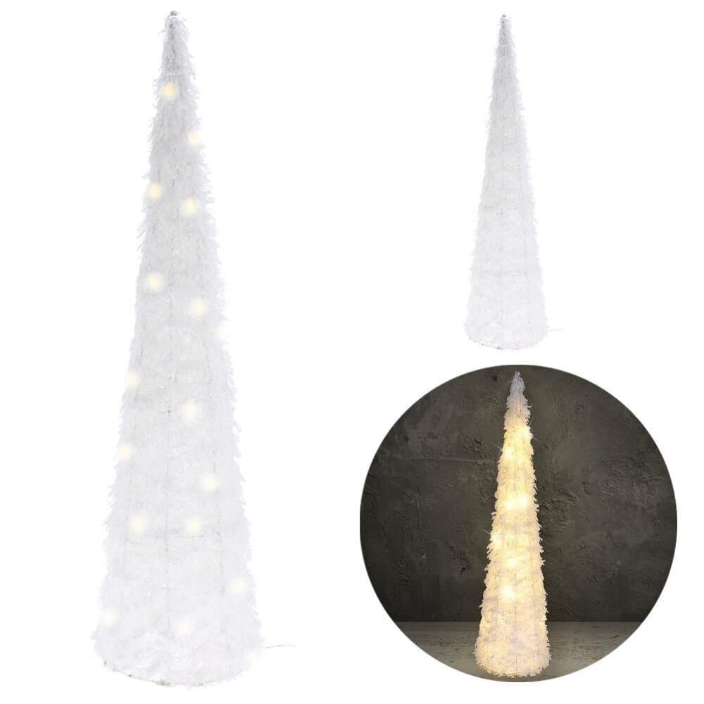 Xmas Deco Cone 25 Led White Tinsel 80Cm 2