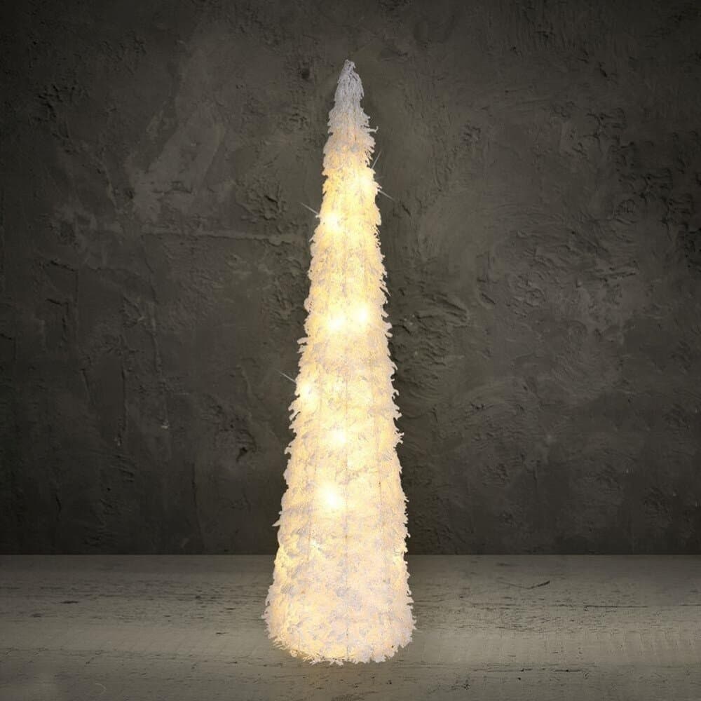 Xmas Deco Cone 25 Led White Tinsel 80Cm 3