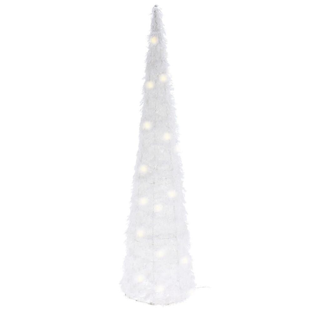 Xmas Deco Cone 25 Led White Tinsel 80Cm