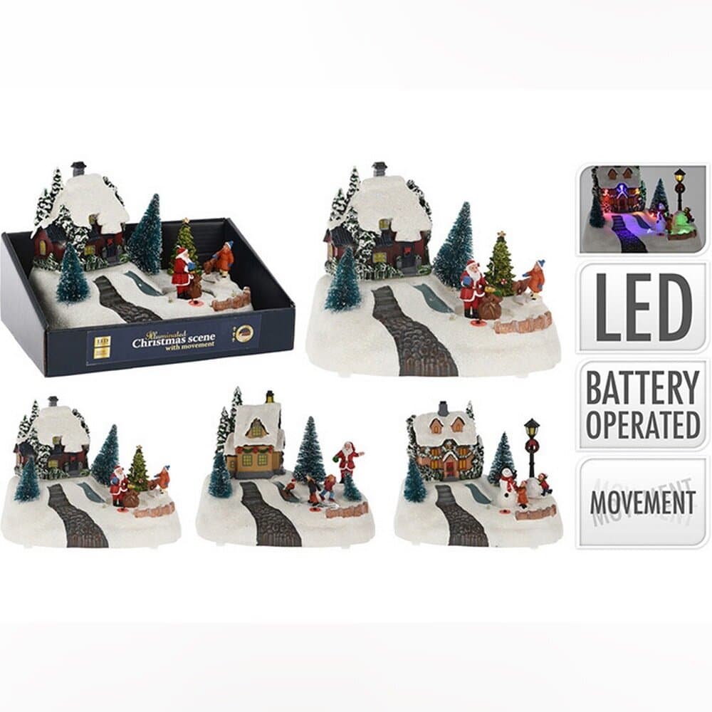 Xmas Scene 14Cm House 3Ass