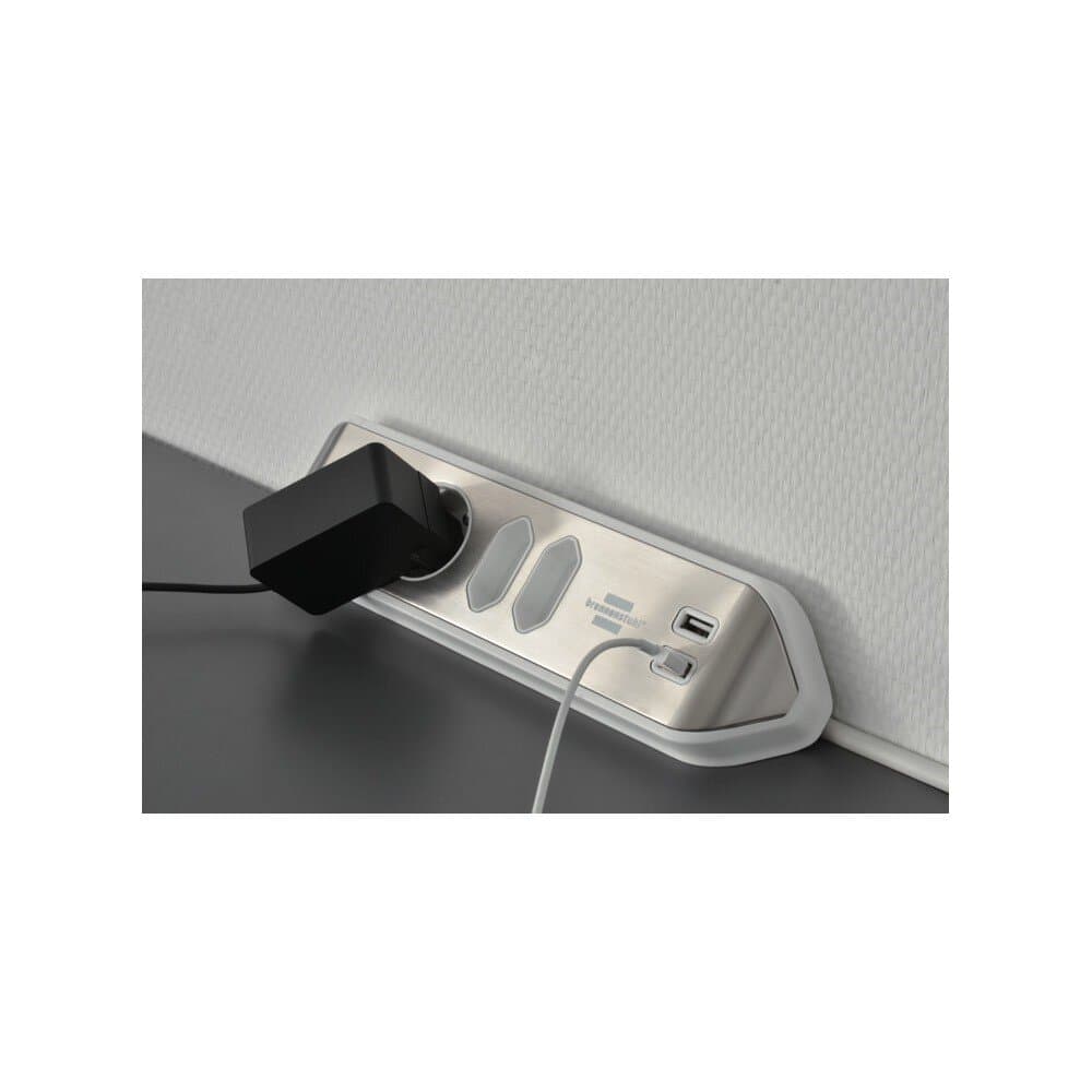 Corner Socket Strip 4 Way + 2 Usb White 9