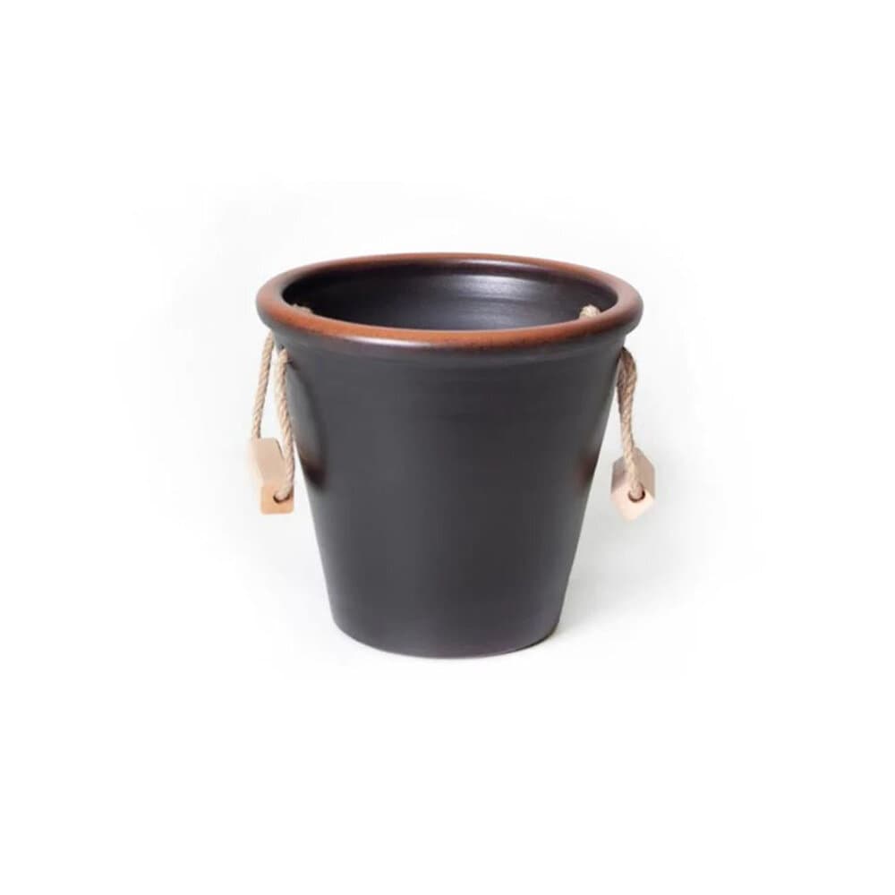 Italian Terracotta Flower Pot With Handle No:4 Antique Black