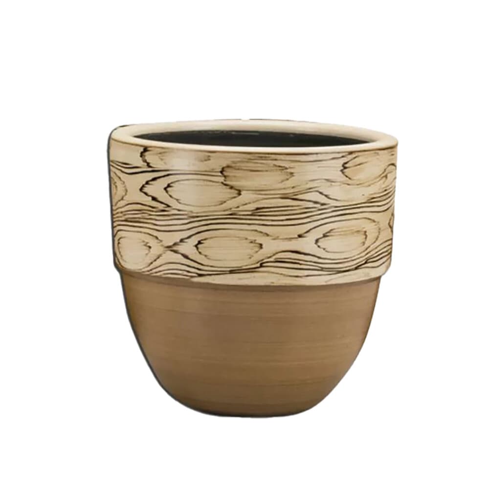 Terracotta Flower Pot Riva Wood Pattern No:4
