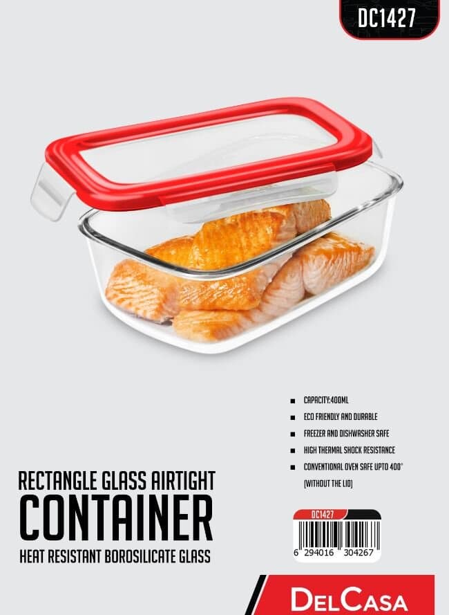 Delcasa BRS Rectangle Glass AirTight Container 0.4L - DC1427 4