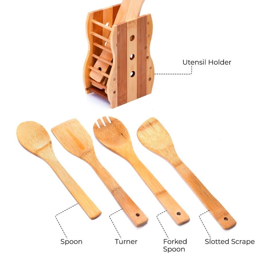 Royalford 5 Pcs Bamboo Kitchen Tool - RF7289