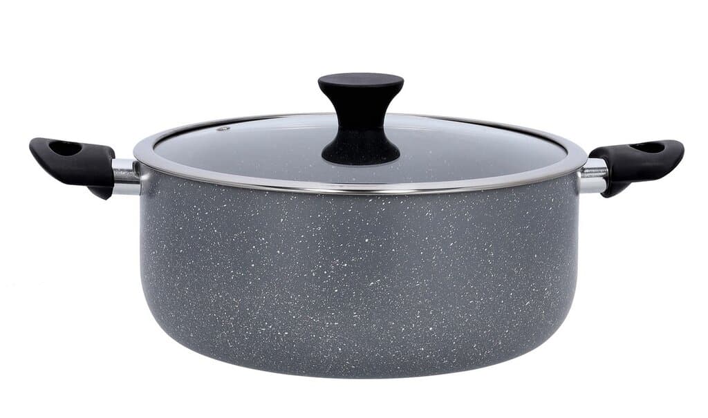 DELCASA 24cm Granite-Coated Casserole with Glass Lid - DC1900
