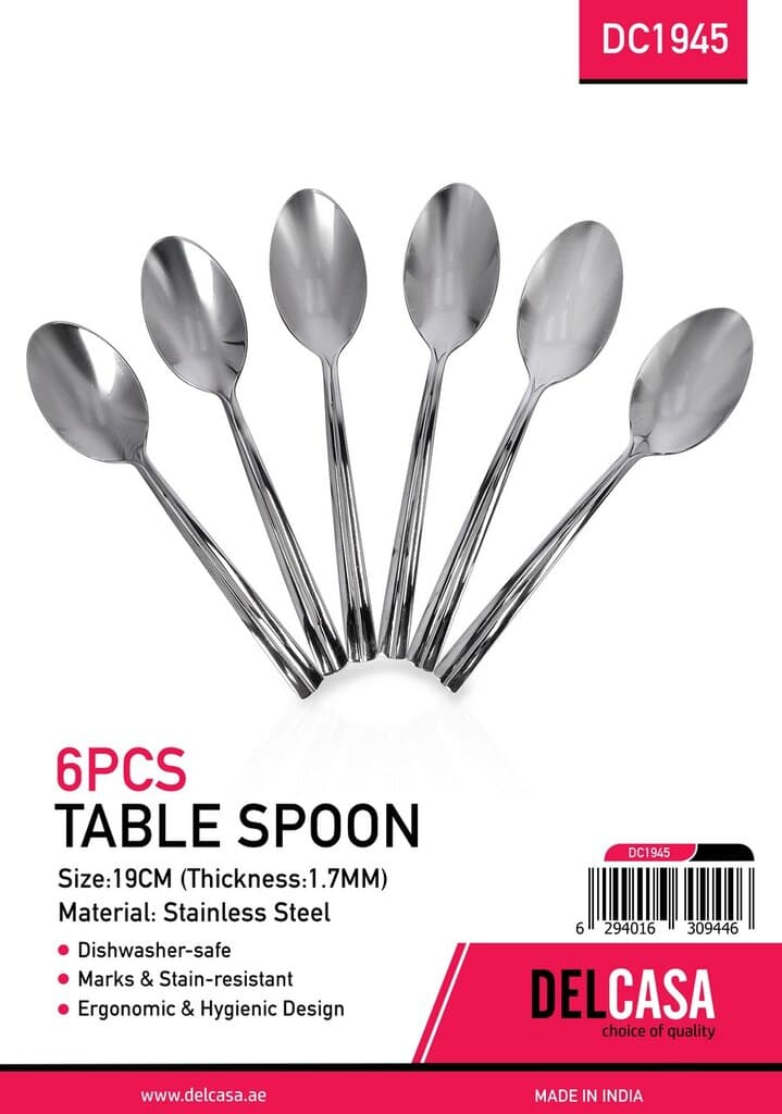 DELCASA 6-Piece Stainless Steel Table Spoon Set - DC1945 4