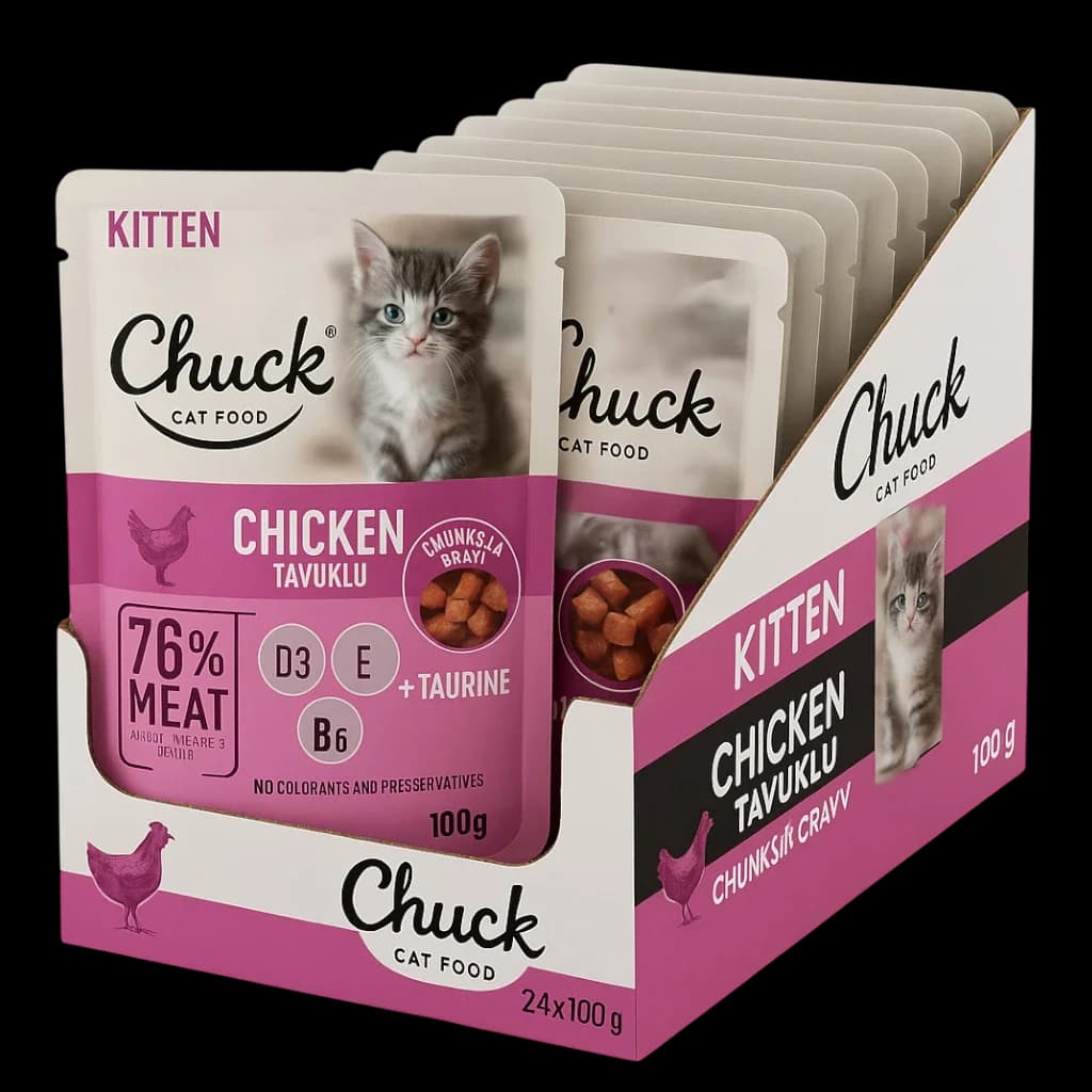 Kitten with chicken - 24x
